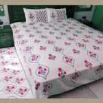 Premium Hand block Printed Red Poppy OG - King Size Bed Sheet with 2 Pillows