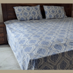 Premium Hand block Printed Flower OG all over King Size Bed Sheet with 2 Pillows