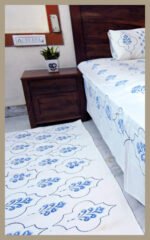 Premium Hand block Printed Bed Side Runner –Buta Blue - Image 2