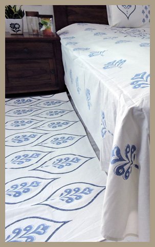 Premium Hand block Printed Bed Side Runner –Buta Blue