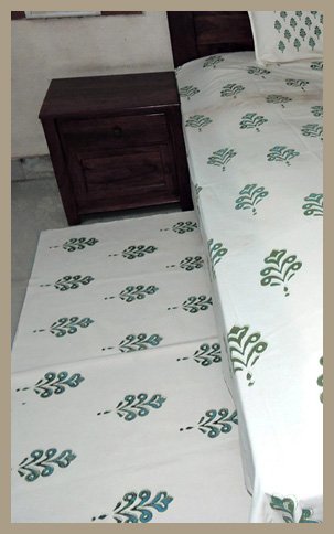Premium Hand block Printed Bed Side Runner –Buta Green