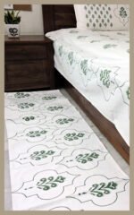 Premium Hand block Printed Bed Side Runner –Buta Green - Image 2