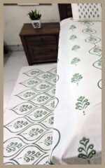 Premium Hand block Printed Bed Side Runner –Buta Green - Image 3
