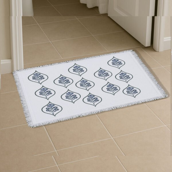 Premium Block print Cotton Canvas Washable Floor Mat – Buta Blue