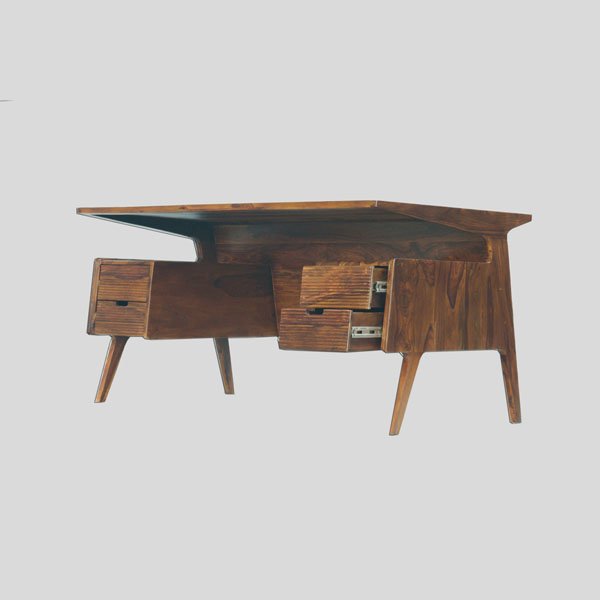 Wooden Office Table / Sheesham Wood Natural Lacquer Brown Finish (with four drawer)
