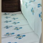 Premium Hand block Printed Bed Side Runner –Poppy Blue