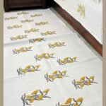 Premium Hand block Printed Bed Side Runner –Flower Yellow