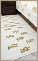 Premium Hand block Printed Bed Side Runner –Flower Yellow