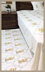 Premium Hand block Printed Bed Side Runner –Flower Yellow - Image 2