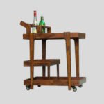 Upperrack decor Wooden Service Trolley / Wooden Whiskey Maple and Antique sheesham Wood Bar Cart Serving Trolley with wheels (3 Tier, Brown Polish) - Image 2