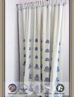 Premium Hand block Printed Blue Pottery Curtains - Image 2