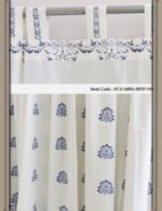 Premium Hand block Printed Blue Pottery Curtains - Image 3