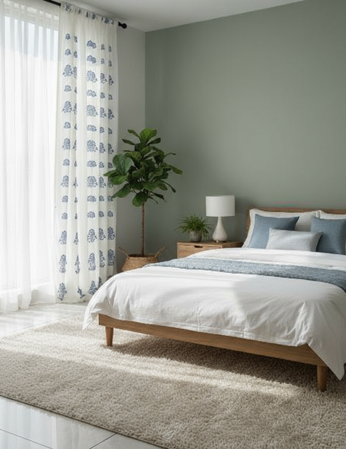 Premium Hand block Printed Blue Pottery Curtains