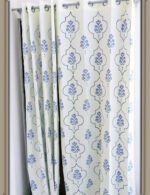 Premium Hand block Printed Buta Blue MG Curtains - Image 2