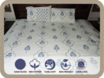 Premium Hand block Printed Blue Buta MG - King Size Bed Sheet with 2 Pillows - Image 2