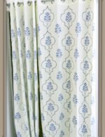 Premium Hand block Printed Buta Blue MG Curtains - Image 3