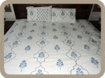Premium Hand block Printed Blue Buta MG - King Size Bed Sheet with 2 Pillows - Image 3