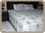 Premium Hand block Printed Blue Buta MG - King Size Bed Sheet with 2 Pillows