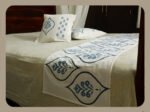 Premium Hand block Printed Buta Blue OG- Bed Runner  with 2 Cushion Covers - Image 2