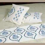Premium Hand block Printed Buta Blue OG- Bed Runner  with 2 Cushion Covers