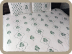 Premium Hand block Printed Green Buta MG - King Size Bed Sheet with 2 Pillows - Image 2