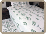Premium Hand block Printed Green Buta OG - King Size Bed Sheet with 2 Pillows - Image 2