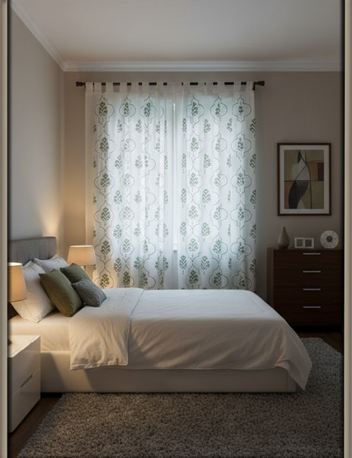 Premium Hand block Printed Buta Green MG Curtains