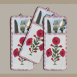 Dining Table Cutlery Potuch – Poppy Red all over 100% Cotton Cloth