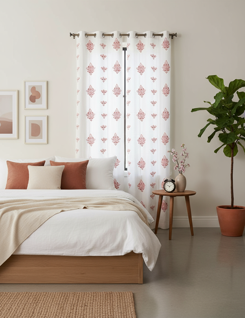 Premium Hand block Printed Fleure-di-lis Curtains