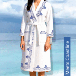 Personalized Block print Waffle Cotton bath robes for women – Blue Pottery