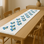 100% Cotton Canvas Table Runner  – Blue Poppy