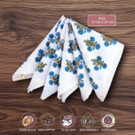100% Cotton Napkins – Blue Poppy AO Multipurpose Uses  Dining Table Napkins, Kitchen Napkins, Work Lunch Napkins Reusable - Set Of 6 Pcs.