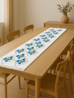 100% Cotton Canvas Table Runner  – Blue Poppy - Image 3