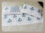 Premium Hand block Printed Blue Poppy MG  - Bed Runner  with 2 Cushion Covers