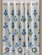Premium Hand block Printed Blue Poppy MG Curtains - Image 2