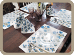 Dining Table  Linen Set – Poppy Blue AO 100% Cotton Canvas and Cotton Cloth Reusable - Set of 13 pcs. - Image 2
