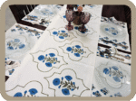 Dining Table  Linen Set – Poppy Blue MG 100% Cotton Canvas and Cotton Cloth Reusable - Set of 13 pcs.