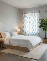 Premium Hand block Printed Blue Poppy OG Curtains