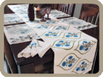 Dining Table  Linen Set – Poppy Blue OG 100% Cotton Canvas and Cotton Cloth Reusable - Set of 13 pcs.
