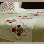 Premium Hand block Printed Red Poppy MG  - Bed Runner  with 2 Cushion Covers