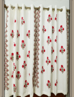 Premium Hand block Printed Red Poppy All Over(S) Curtains - Image 2