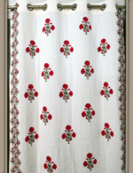 Premium Hand block Printed Red Poppy All Over(S) Curtains - Image 3