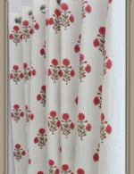 Premium Hand block Printed Red Poppy All Over Curtains - Image 2