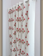 Premium Hand block Printed Red Poppy All Over Curtains - Image 3
