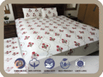 Premium Hand block Printed Red Poppy MG - King Size Bed Sheet with 2 Pillows - Image 3