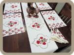 Dining Table  Linen Set – Poppy Red MG 100% Cotton Canvas and Cotton Cloth Reusable - Set of 13 pcs.