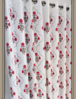 Premium Hand block Printed Red Poppy MG Curtains - Image 2