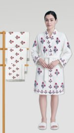 Special Block print Red Poppy Bath/Hand/Face Waffle Towel set - Image 3