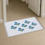 Premium Block print Cotton Canvas Washable Floor Mat – Poppy Blue - Image 3