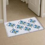 Premium Block print Cotton Canvas Washable Floor Mat – Poppy Blue